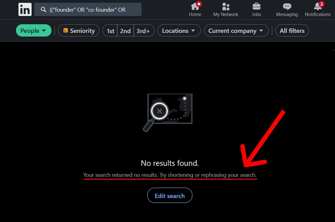 linkedin no results found error