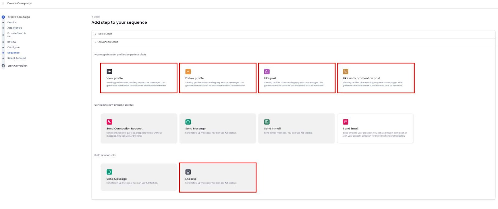 salesrobot campaign sequence advanced steps