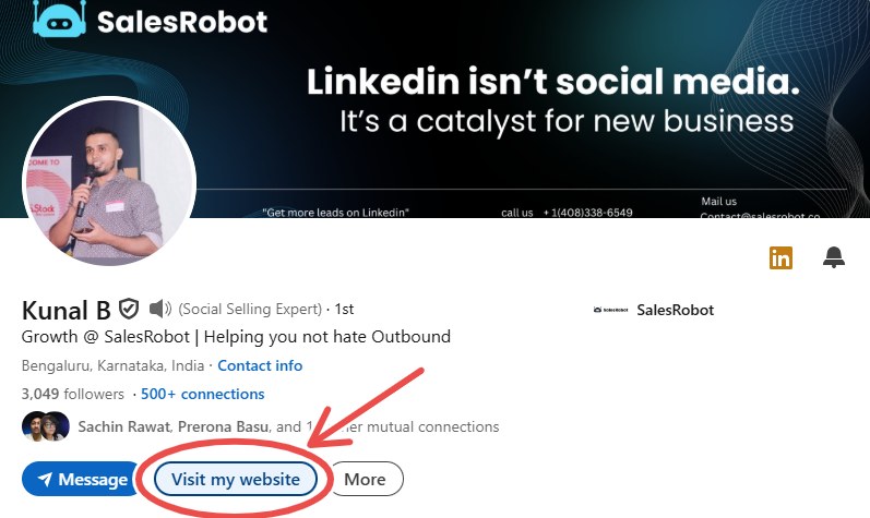 cta button on personal profile on LinkedIn