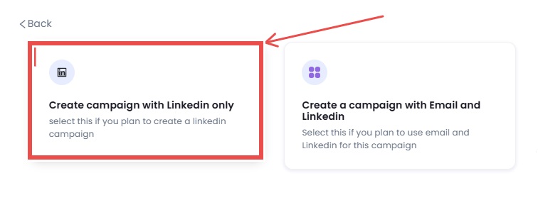 Image of create campaign with linkedin only on salesrobot