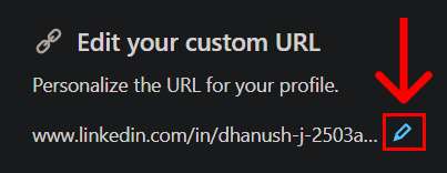 LinkedIn edit your custom url option