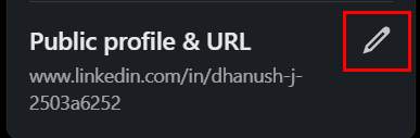Linekdin public profile & url edit option