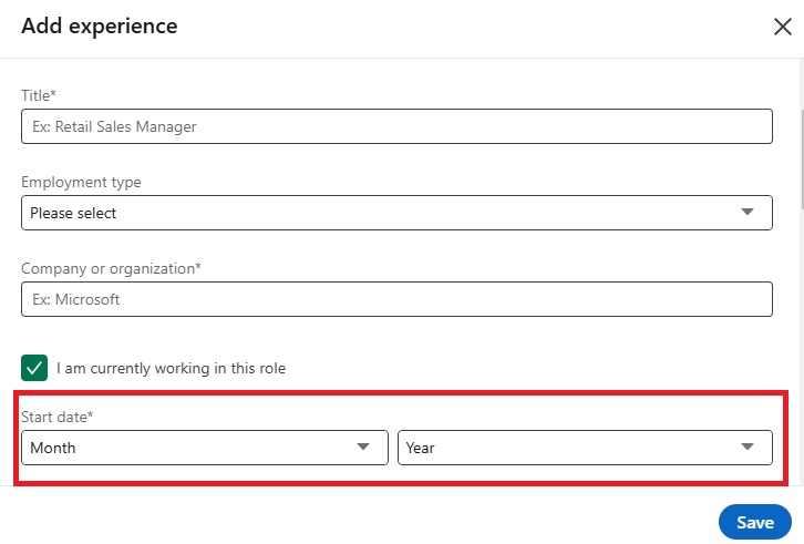 Image of starting date on linkedin