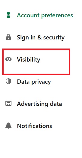 Image of visibility tab on linkedin