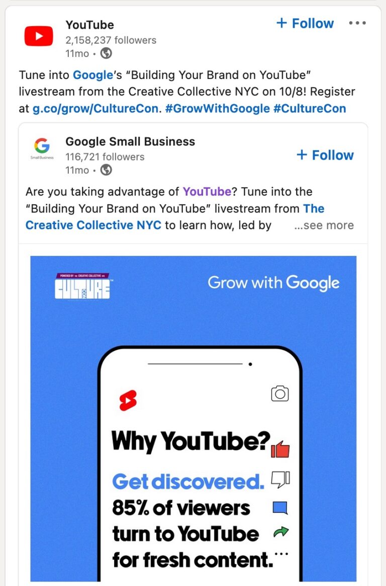 YouTube LinkedIn carousel post event announcement 