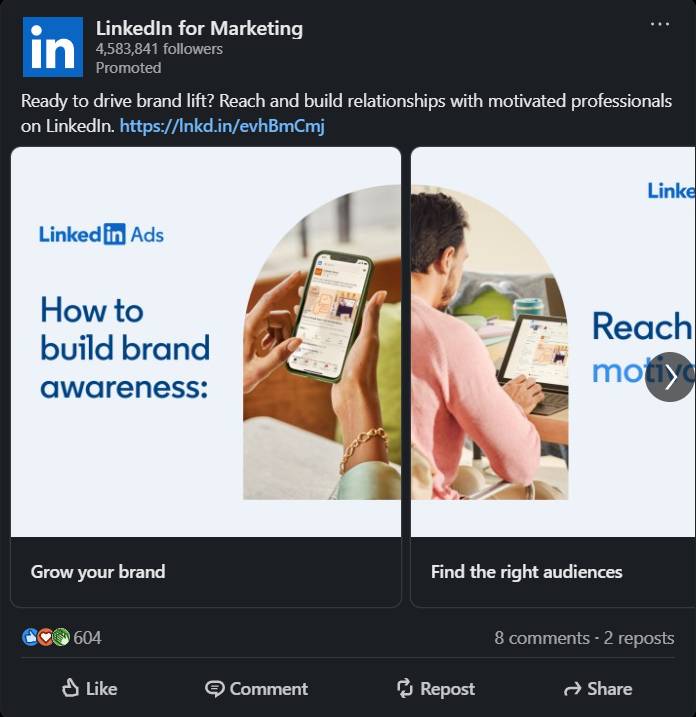 LinkedIn for Marketing carousel ad