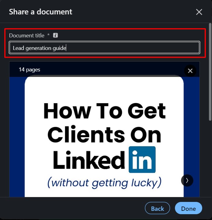 LinkedIn carousel post title 