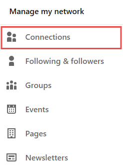 My networks page LinkedIn connections button