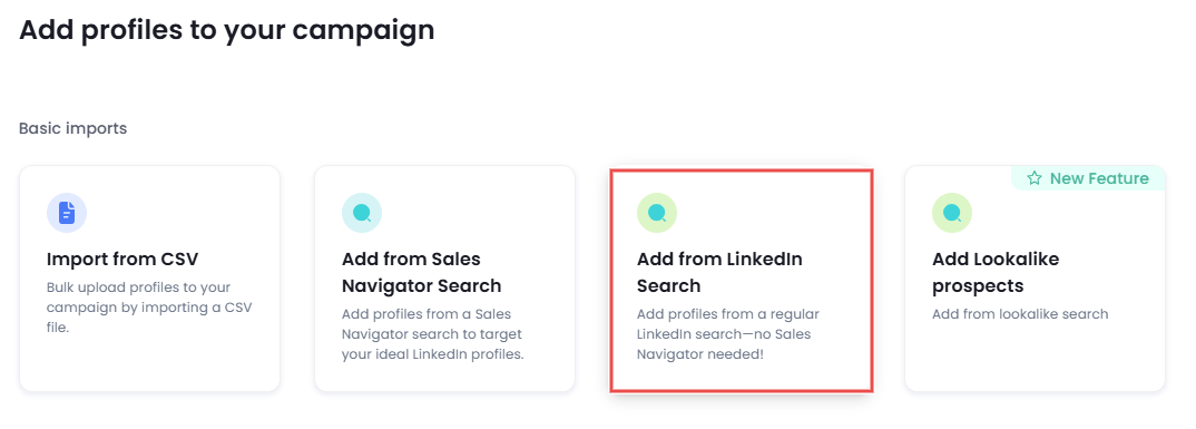 Add profles to your campaign options in SalesRobot