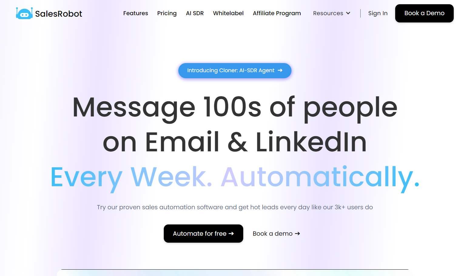 SalesRobot landing page