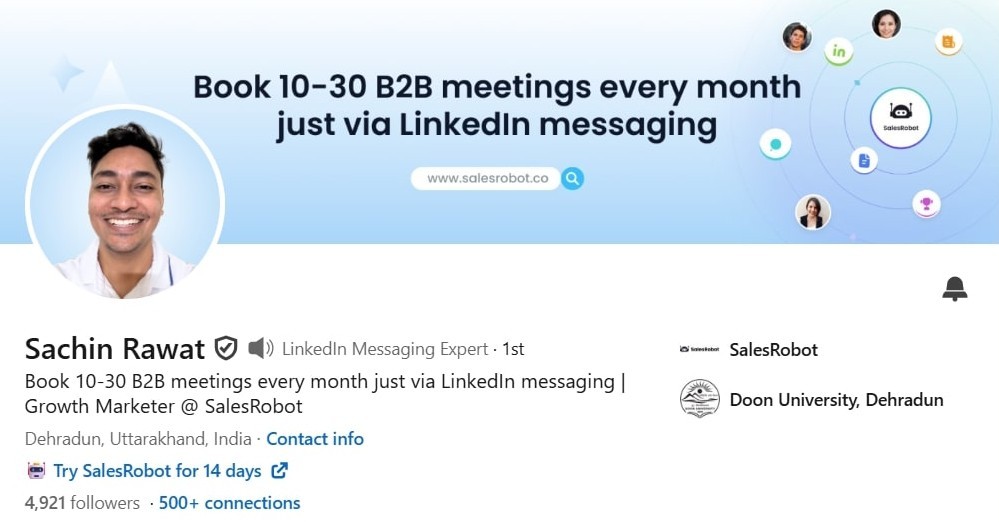 Sachin's LinkedIn profile