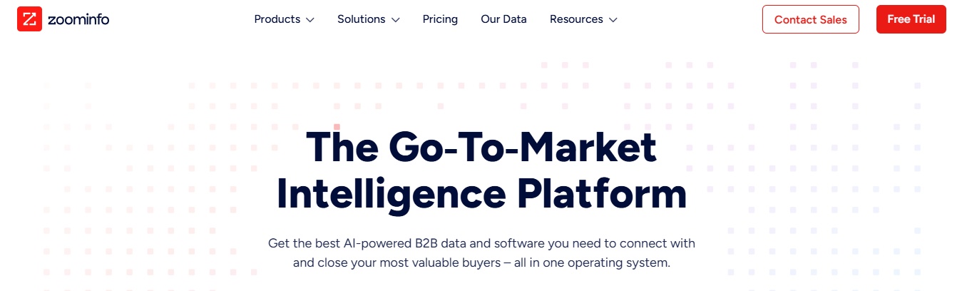 Zoominfo homepage