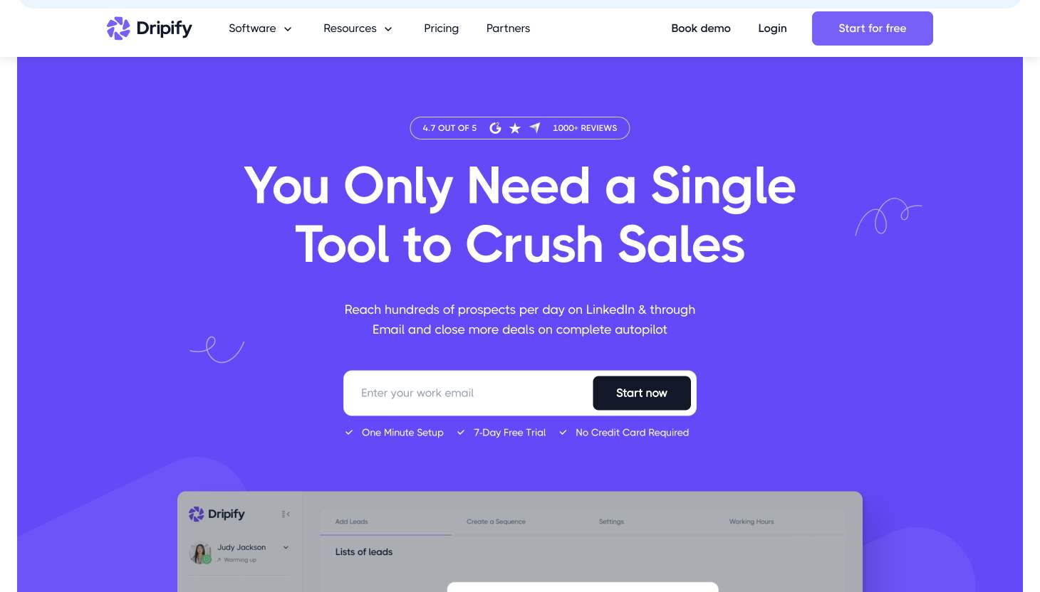 Dripify homepage