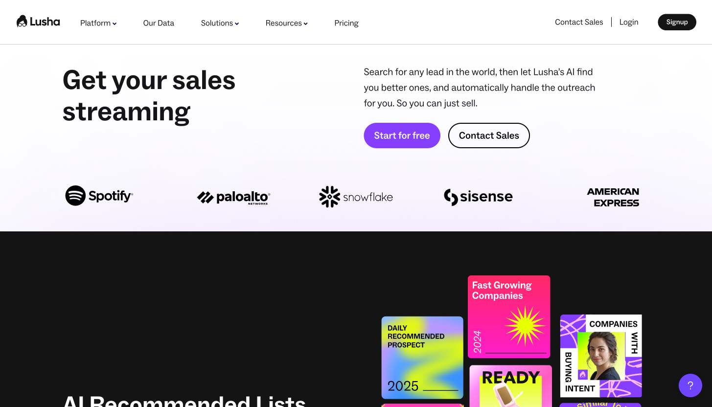Lusha homepage