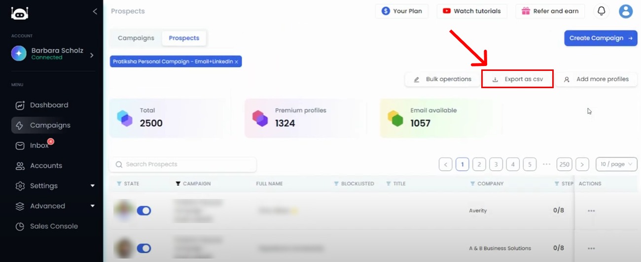 export data as csv