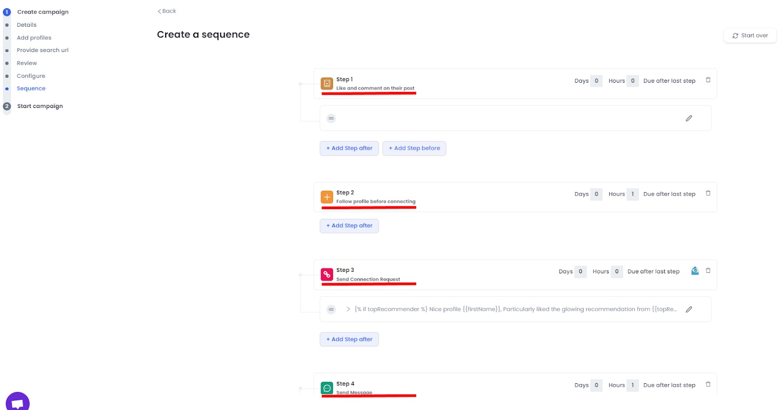 save the sequence and create your campaign