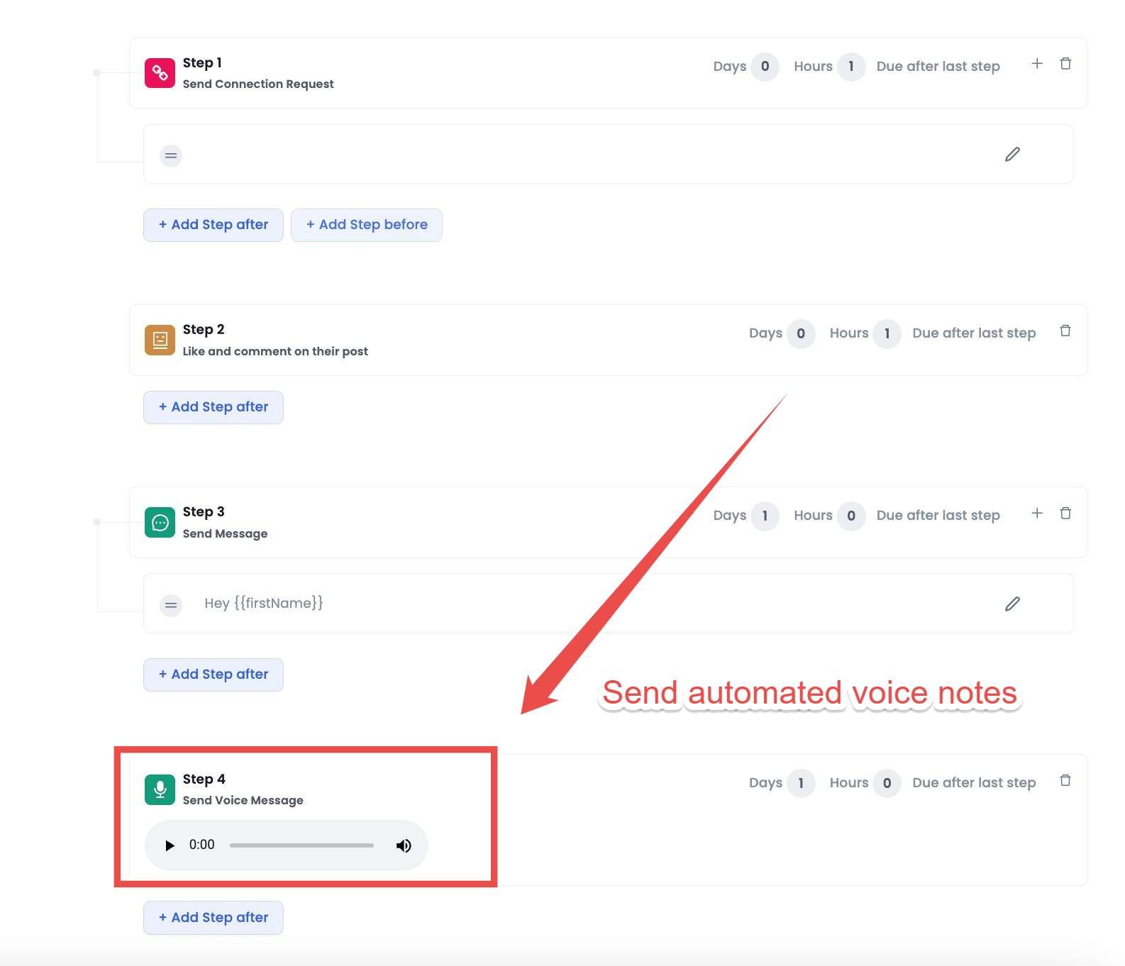 Automated voice notes in SalesRobot