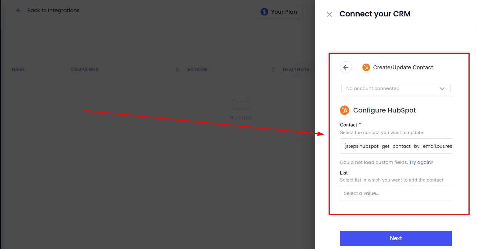 SalesRobot configure HubSpot integration