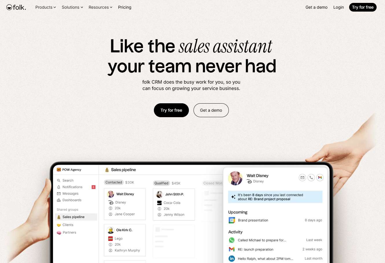 Folk CRM homepage