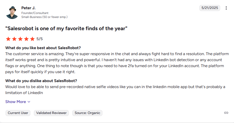 SalesRobot positive review