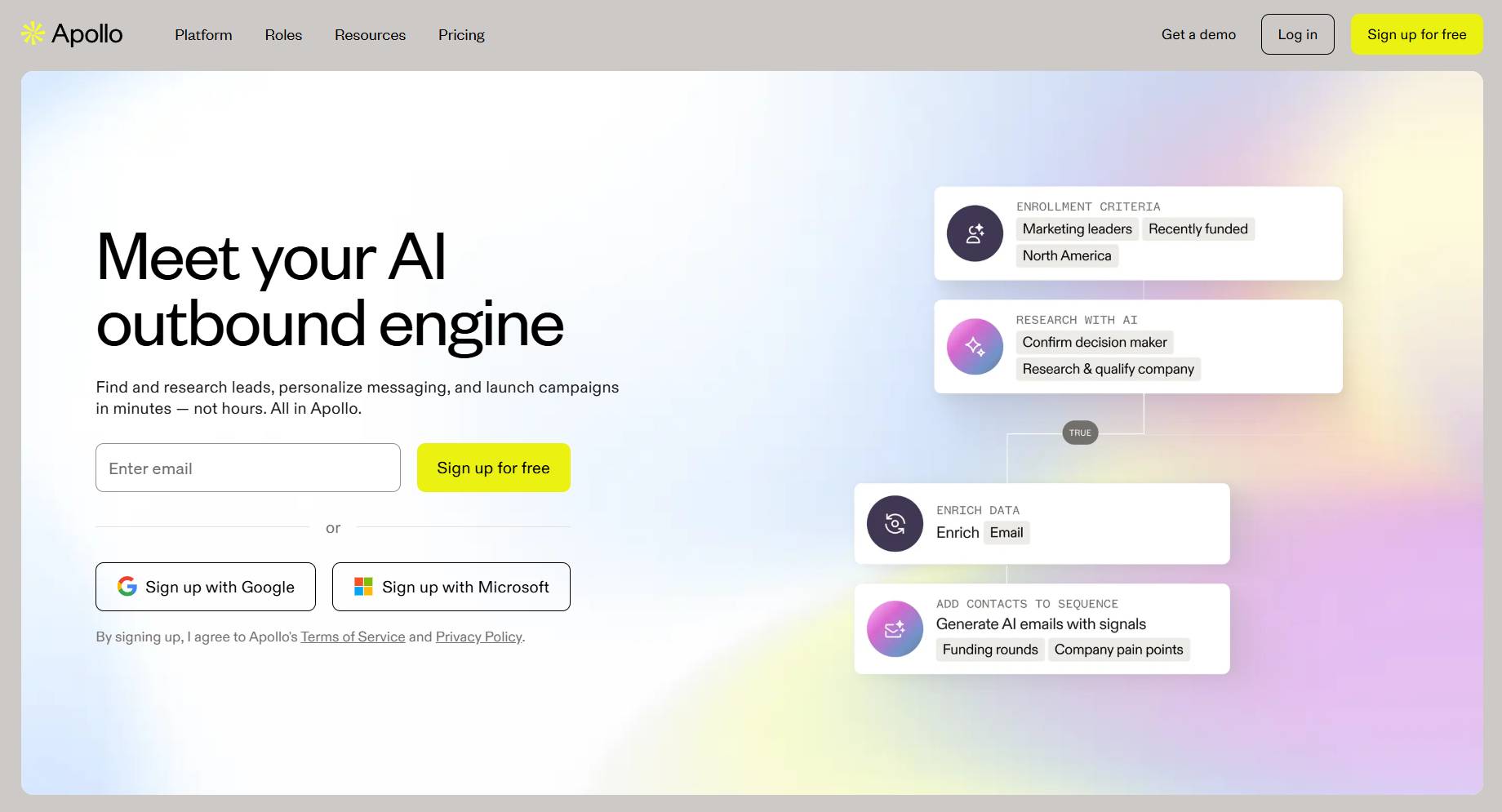 Apollo.io homepage