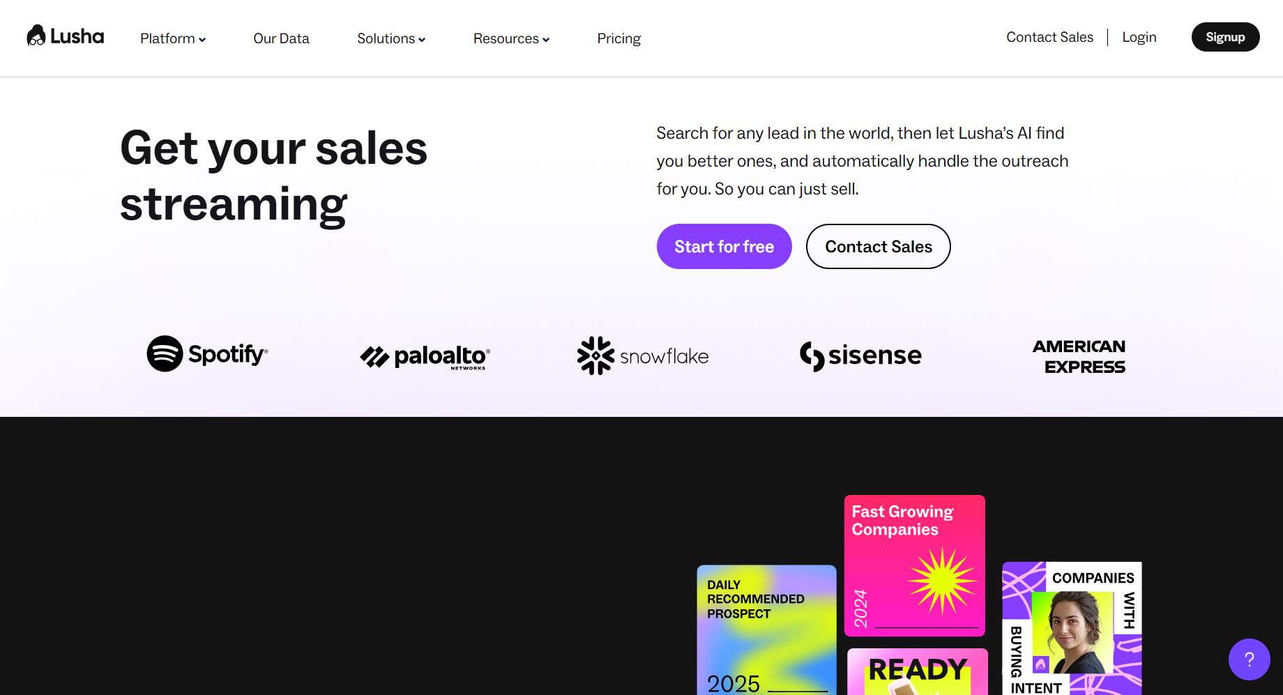 Lusha homepage