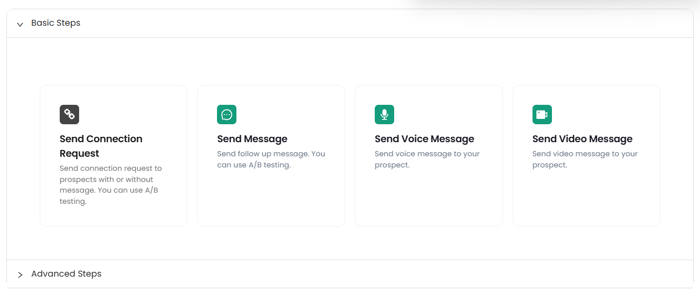 Basic steps to connect including voice and video messages