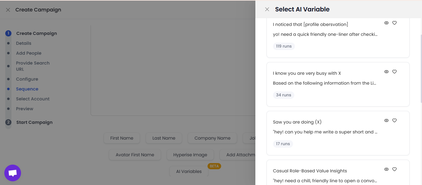 AI Variables in SalesRobot