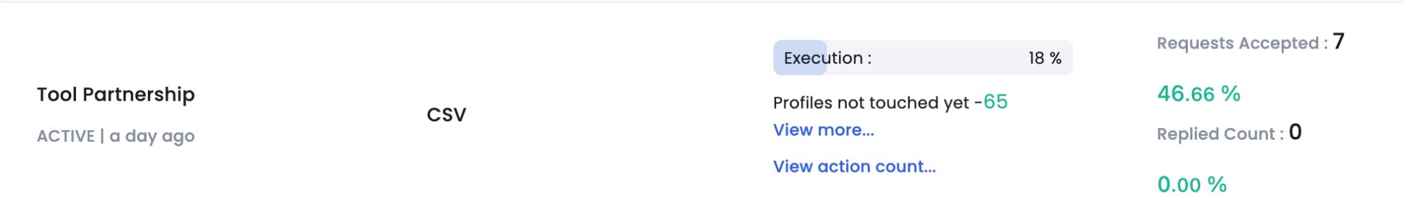 Acceptance rate of a campaign with blank connection request