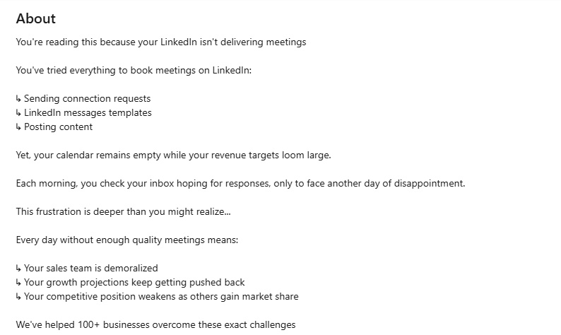 About section in LinkedIn profile