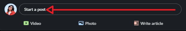 A LinkedIn post creation screen with suggestions