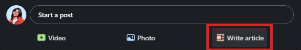 Shows the step you need to follow to write your LinkedIn Article.