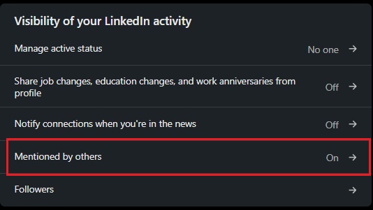 the second step in the process of enabling enabling others to tag you.