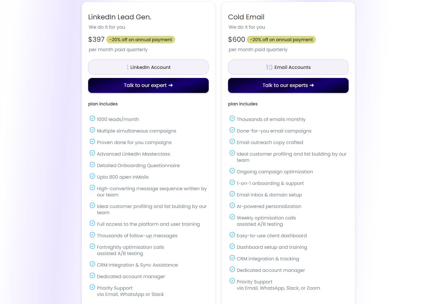 SalesRobot Services plan