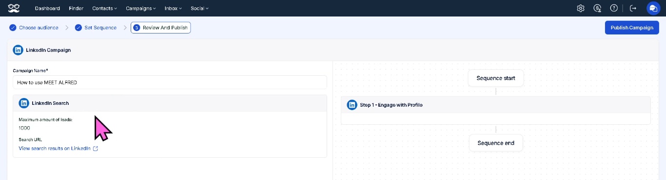 Automated campaigns in Meet Alfred