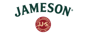 Jameson logo with green text and a red circular emblem containing JJ&S initials.