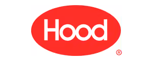 Hood brand logo in white letters inside a red oval.