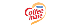 Coffee mate brand logo with a stylized orange swirl around the text.