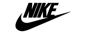Black Nike wordmark with the swoosh logo beneath it on a transparent background.
