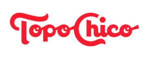Red Topo Chico brand name text on black background.
