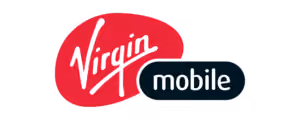 Virgin Mobile logo with 'Virgin' in red and 'mobile' in white on a black background.