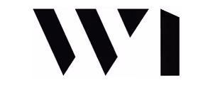 Black and white stylized letters W and I on a white background.
