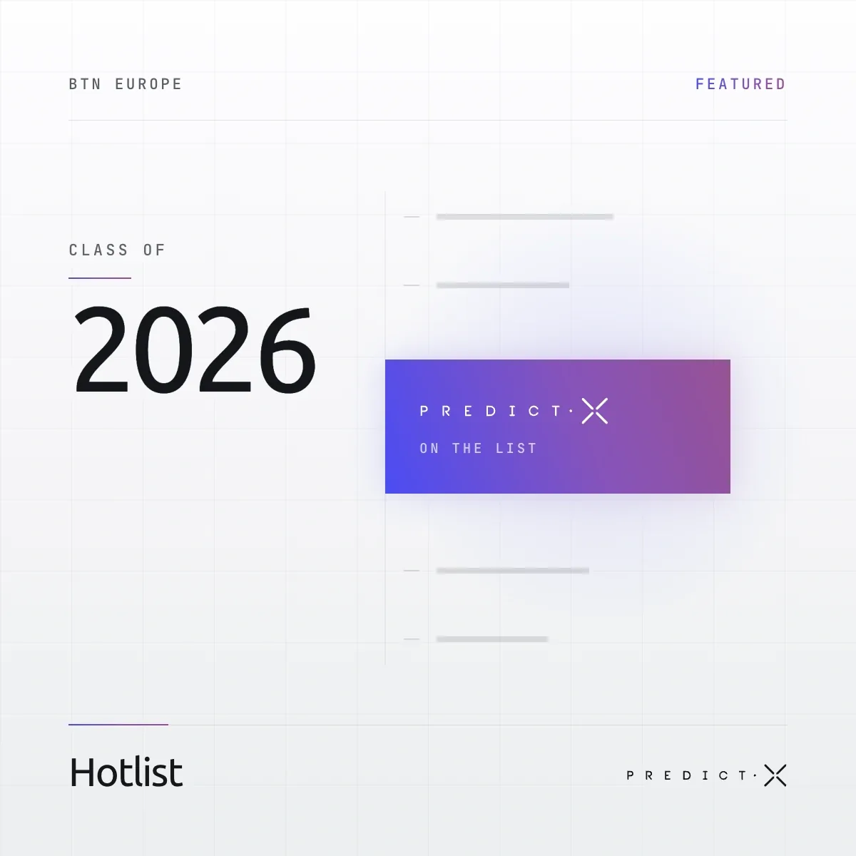 BTN Europe Hotlist, PredictX named in the class of 2026