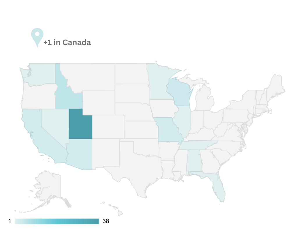 Map of customers in the US