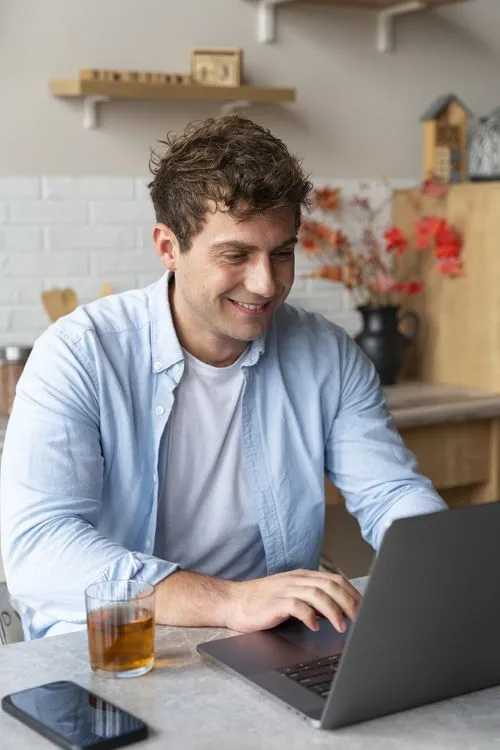 Man working on a laptop