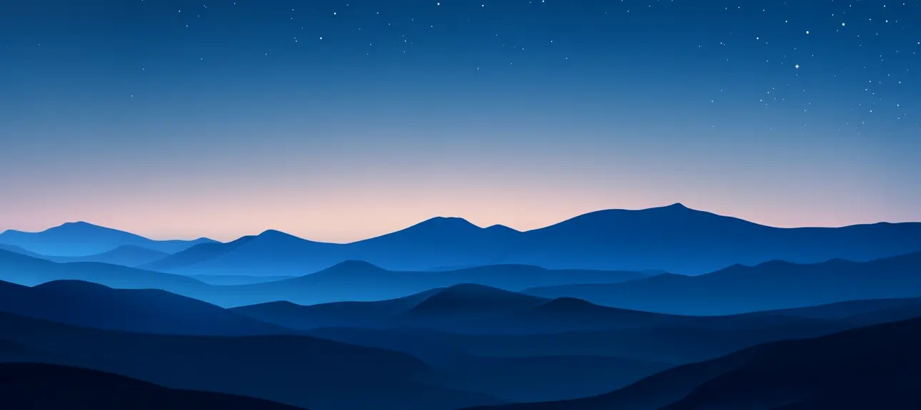 graphic image of a mountain at sunset with a variety of colors