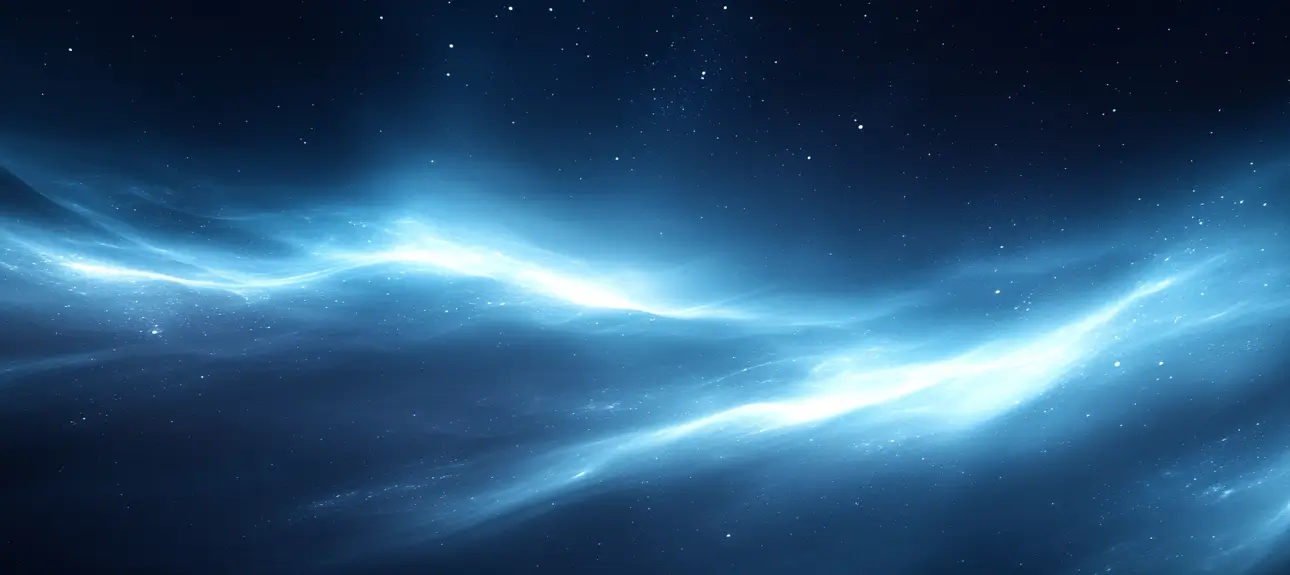 graphic image of a blue cosmos in blue and white colors