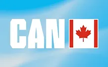 Text 'CAN' followed by the Canadian flag with a red maple leaf on blue sky background.