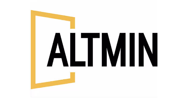 ALTMIN wordmark with a gold square bracket design on the left.