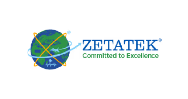 ZETATEK logo with globe, aircraft, and tagline 'Committed to Excellence'.